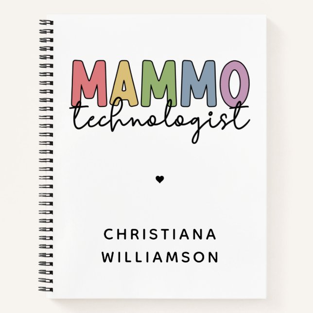 Custom Mammo Technologist Mammographie Tech Gesche Notizbuch (Vorderseite)