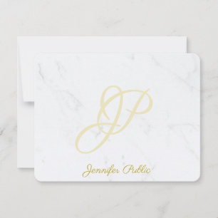 Custom Marble Gold Handwriting Name Script Modern Mitteilungskarte