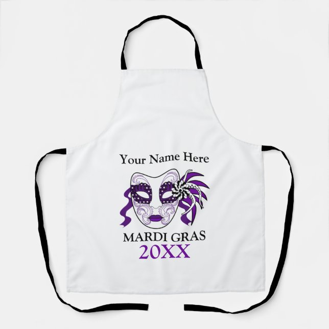 Custom Mardi Gras mit Festivalmaske Schürze (Vorderseite)