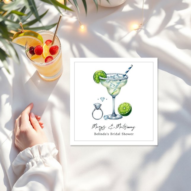 Custom Margarita & Matrimony Brautparty Serviette (Custom Margarita & Matrimony Bridal Shower Napkins)