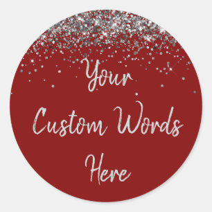 Custom Maroon und Silver Birthday Party Bevorzugun Runder Aufkleber