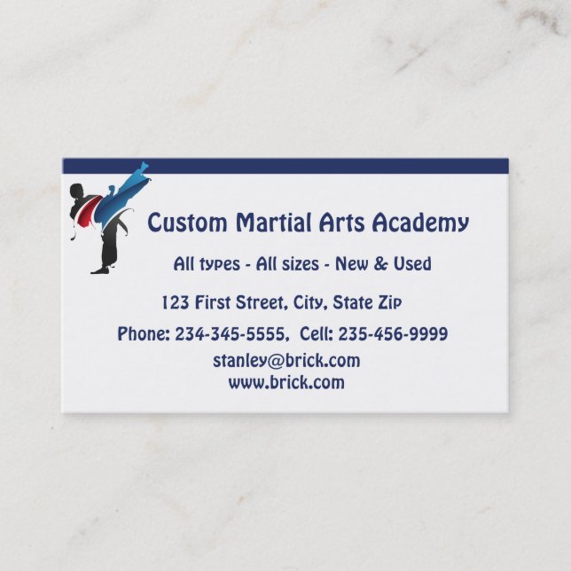 Custom Martial Arts Academy Visitenkarte (Vorderseite)