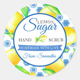 Custom Mason Jar Lemon Sugar Scrub Labels Runder Aufkleber