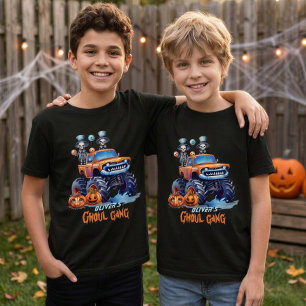 Custom Matching Ghoul Gang Monster Truck Halloween T-Shirt
