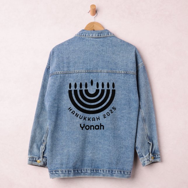Custom Matching Hanukkah 2025 Menorah Minimalist Jeansjacke (Hangar)