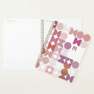 Custom Mauve Taupe Blush Pink Retro Art Muster Planer