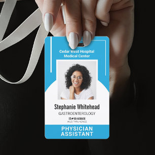 Custom Medical Employee Foto ID Aqua Blue Ausweis