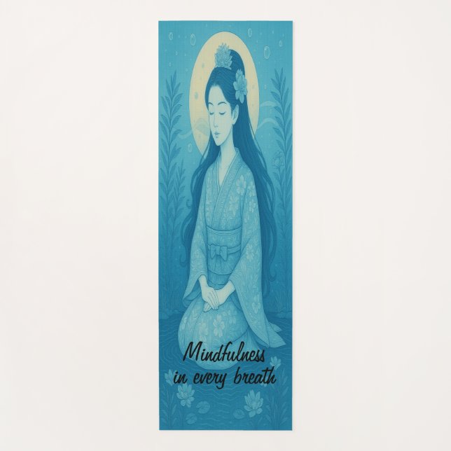 Custom Meditation Art Mindfulness Zen Blue Yogamatte (Vorderseite)