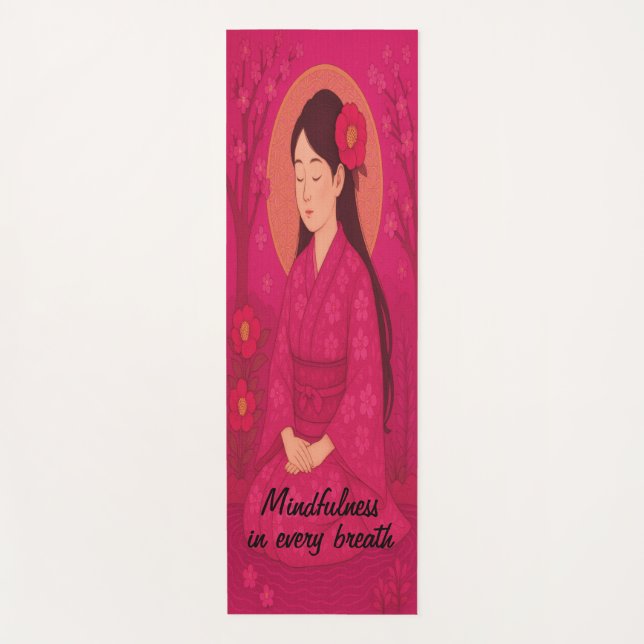 Custom Meditation Art Mindfulness Zen Magenta Yogamatte (Vorderseite)