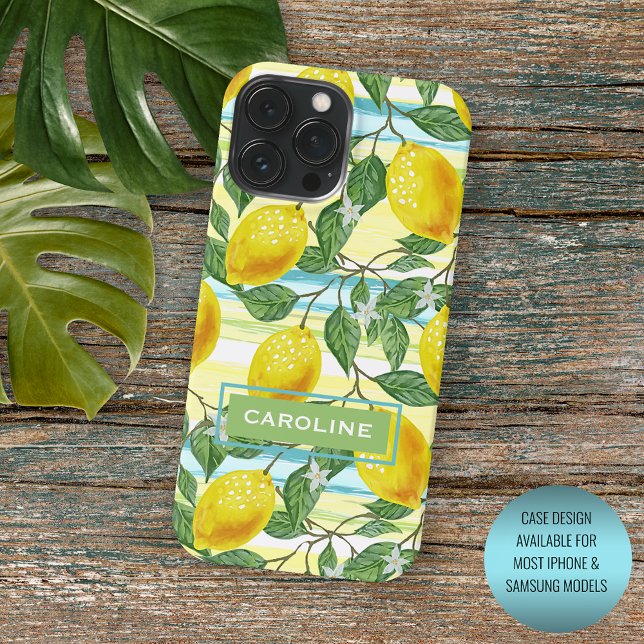 Custom Mediterranean Summer Lemon Fruchtmuster iPhone 15 Pro Max Hülle (Von Creator hochgeladen)