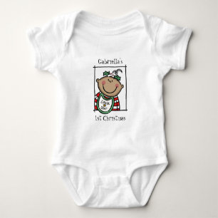 Custom Medium Skin Tone Baby's First Christmas Baby Strampler