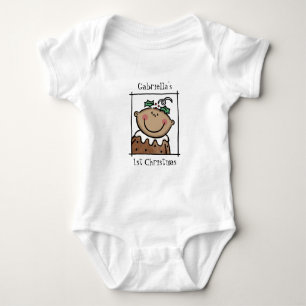 Custom Medium Skin Tone Baby's First Christmas Baby Strampler