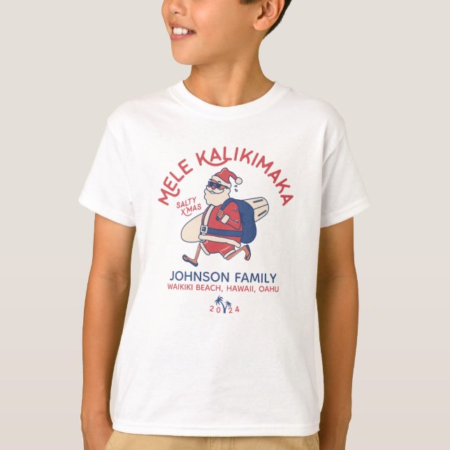 Custom Mele Kalikimaka Santa Hawaiian Weihnachten T-Shirt (Vorderseite)