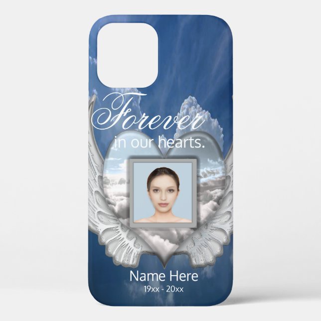 Custom Memorial Angel Wings Heart Add Foto Case-Mate iPhone Hülle (Rückseite)