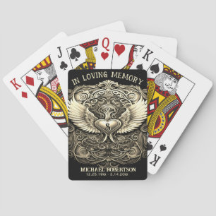 Custom Memorial Angel Wings Heart Mongram Playing Spielkarten