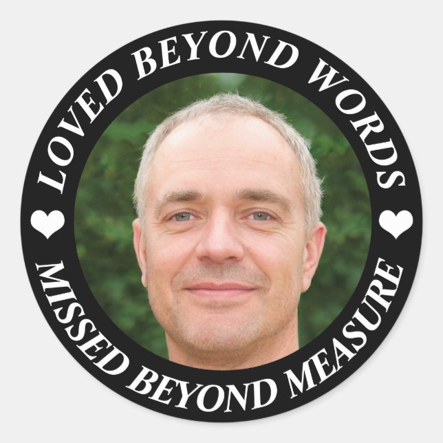 Custom Memorial Foto Classic Round Aufkleber (Vorderseite)