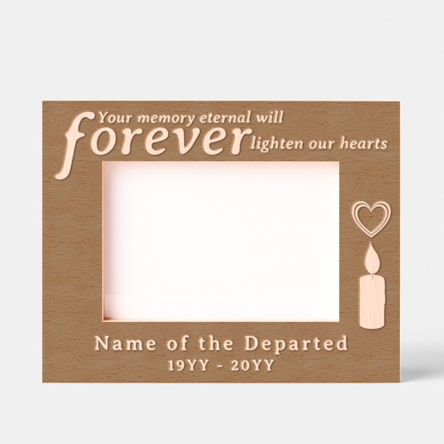 Custom Memorial Remembrance Hearts and Candle Geätzte Rahmen (Vorderseite)