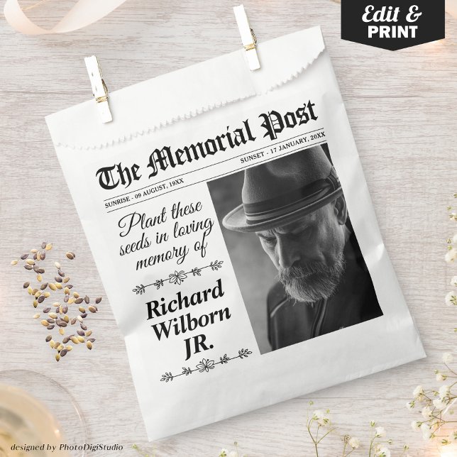 Custom Memorial Seeds Packet Funeral Funeral  Geschenktütchen (Custom Memorial Seeds Packet Funeral Funeral Favor Bag)