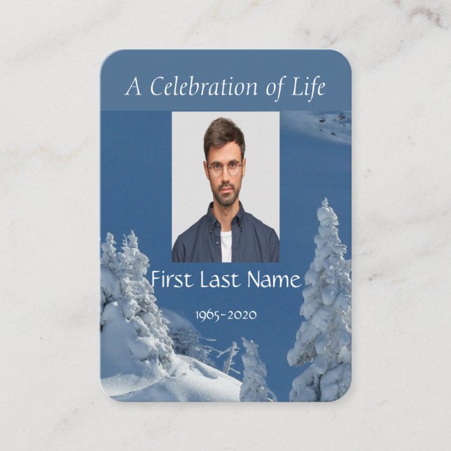 Custom Memorial Service Schönes Bergskifahren Visitenkarte (Vorderseite)