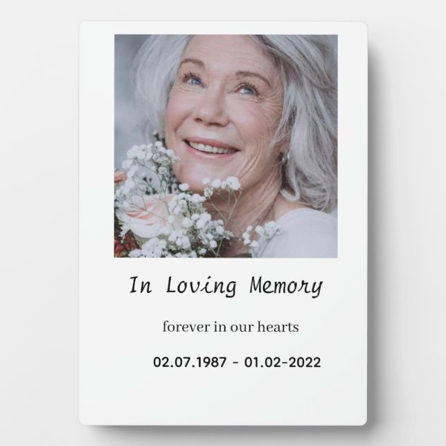 “Custom Memory Plaque for Tabletop Display Fotoplatte (Vorderseite)