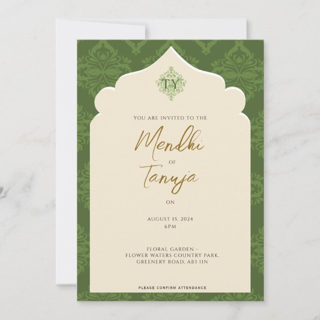 Custom Mendhi Invitation | Henna Night Einladung (Vorderseite)