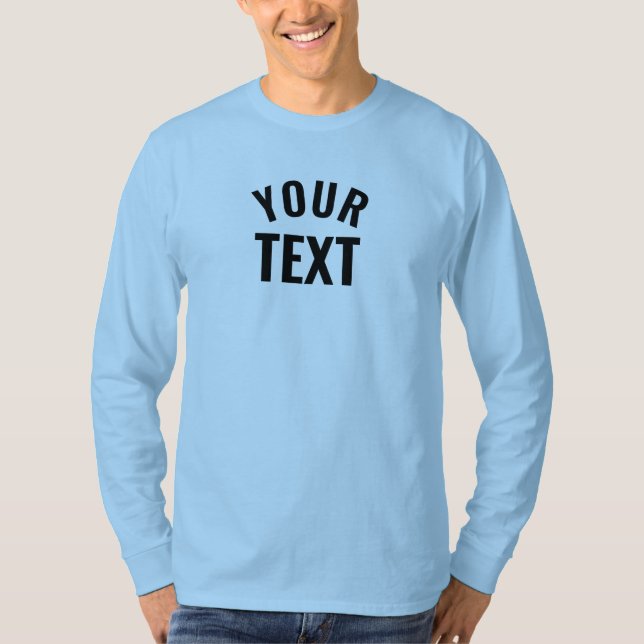 Custom Mens Basic Long Sleeve Light Blue Moderne T-Shirt (Vorderseite)