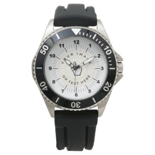 CUSTOM Men's Stainless Steel Black Strap Watch Armbanduhr