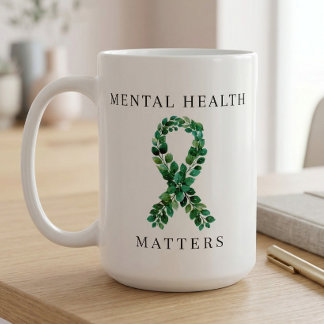 Custom Mental Health Matters Green Ribbon  Kaffeetasse