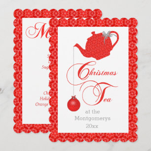 Custom Menu Red Lace Christmas Tee Party Einladung