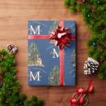 Custom Mercury Christmas Monogram Tiger & Tree Blu Geschenkpapier<br><div class="desc">Ein personalisiertes "Frohe Weihnachten" Monogramm-Design mit einem Weihnachtstiger und Weihnachtsbaum. Ein ideales festliches,  individuelles Design für die Ferienzeit. Passen Sie das Monogramm an und machen Sie es zu Ihrem eigenen!</div>