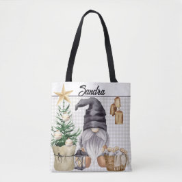 Custom Mercury Christmas Watercolor Gnome Kariert Tasche