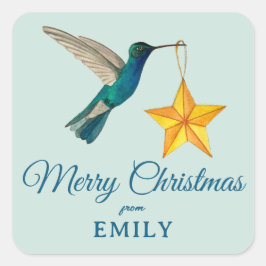Custom Merit Christmas Hummingbird Square Sticker