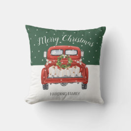 Custom Merit Weihnachten Vintag Red Truck Green Kissen