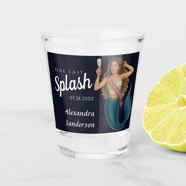 Custom Mermaid Bachelorette Shot Glass Bevorzugung Schnapsglas (Vorderseite)