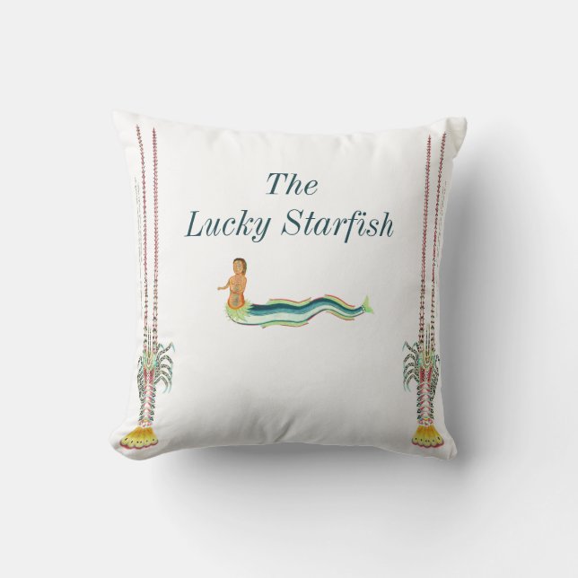 Custom Mermaid Hummer Nautic Watercolor Kissen (Vorderseite)