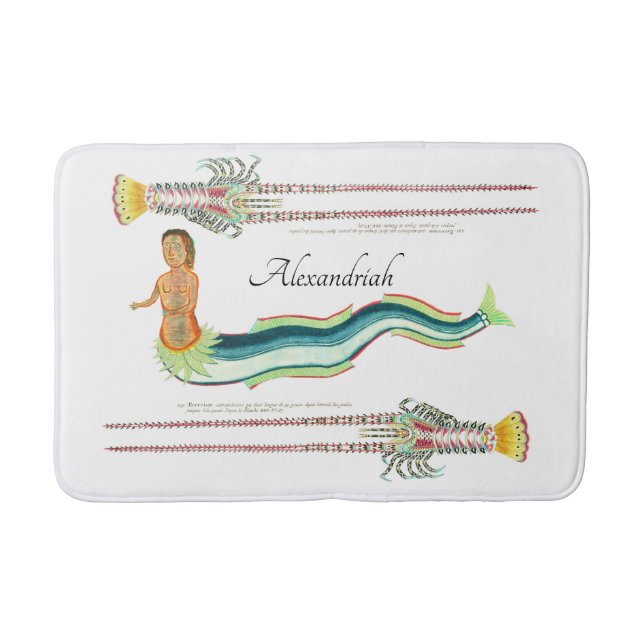 Custom Mermaid Hummer Vintag Coastal Badematte (Vorderseite)