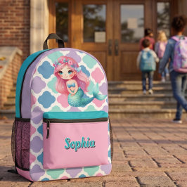 Custom Mermaid rosa Muster Bedruckter Rucksack