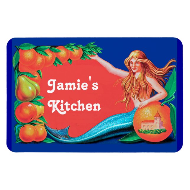 Custom Mermaid und Orangen Kitchenmagnet Magnet (Horizontal)