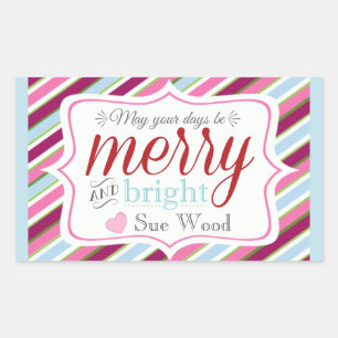 Custom Merry and Bright Weihnachtsgeschenke Sticke Rechteckiger Aufkleber