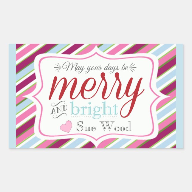 Custom Merry and Bright Weihnachtsgeschenke Sticke Rechteckiger Aufkleber (Vorderseite)