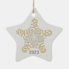 Custom Merry Christmas Calligraphy Star Keramik Ornament