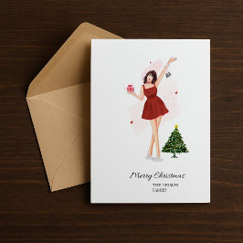 Custom Merry Christmas Cute Sketch Feiertagskarte