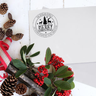 Custom Merry Christmas Deer Rücksendeadresse Gummistempel
