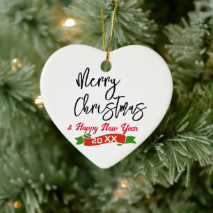 Custom Merry Christmas Heart geformt Keramik Ornament