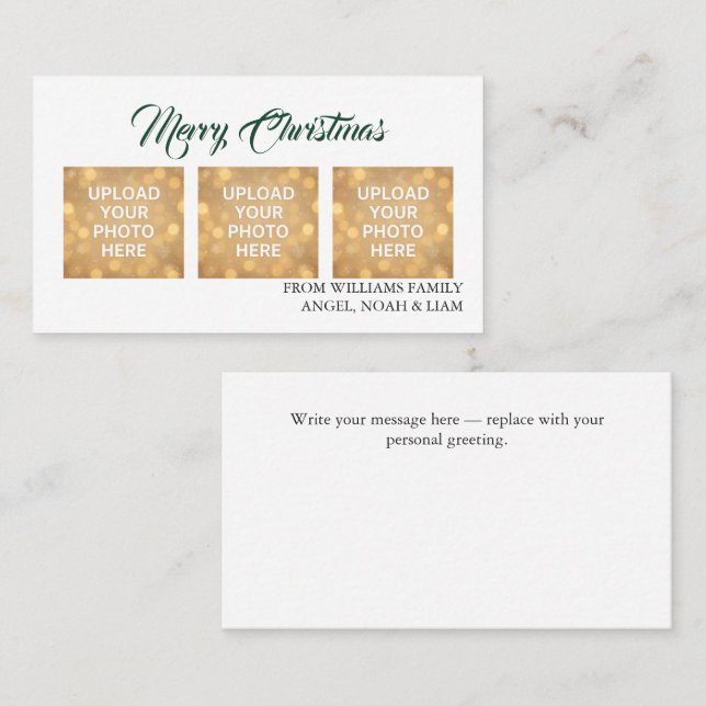 Custom Merry Christmas Photo Card Visitenkarte (Vorne/Hinten)