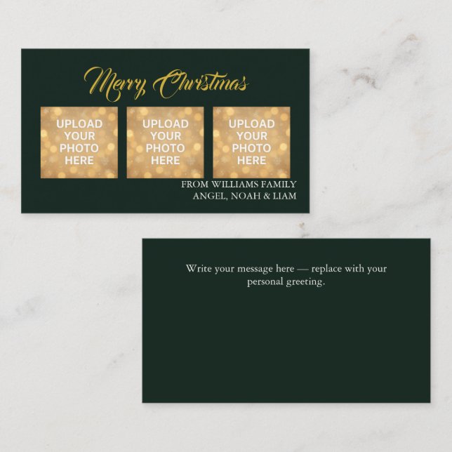 Custom Merry Christmas Photo Card Visitenkarte (Vorne/Hinten)