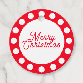 Custom Merry Christmas Red and White Dots Geschenkanhänger