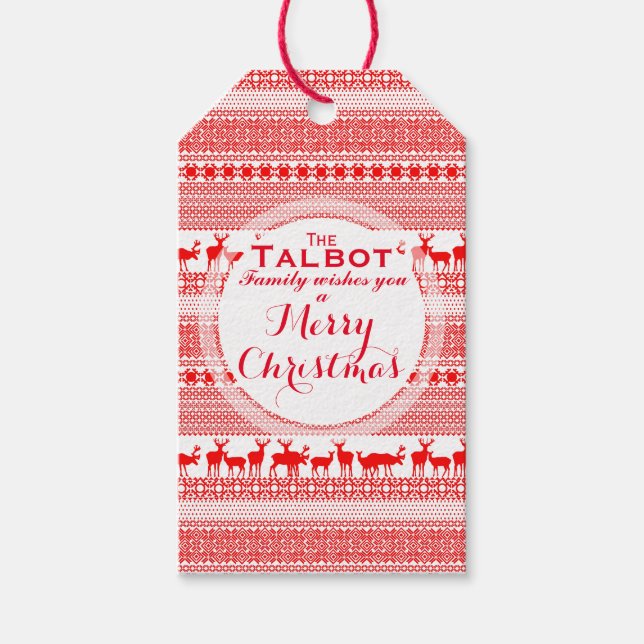 Custom MERRY CHRISTMAS SAASON'S GREETING Gift Tag Geschenkanhänger (Vorderseite)