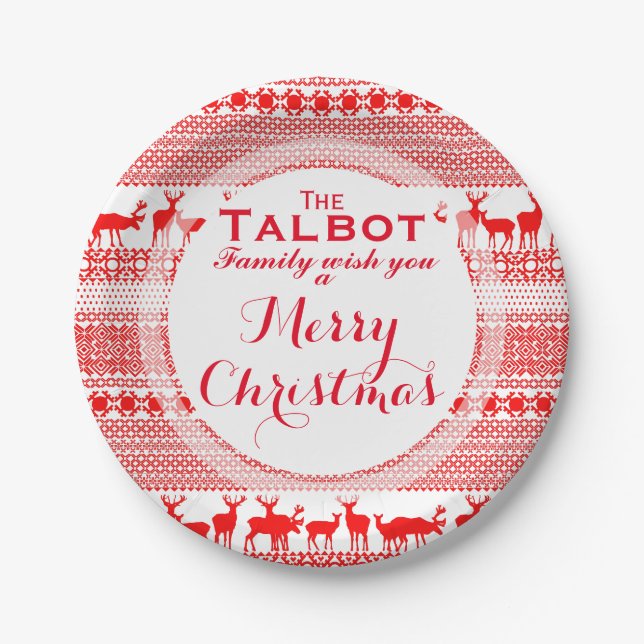 Custom MERRY CHRISTMAS SAASON'S GREETING Paper Pla Pappteller (Vorderseite)