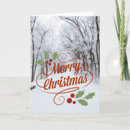 Custom MERRY CHRISTMAS SNOW PATH SAASON'S GREETING Feiertagskarte